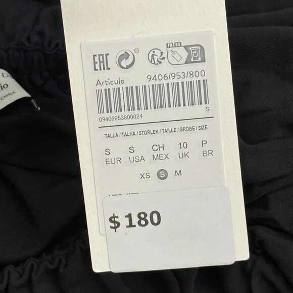 NEW MASSIMO DUTTI Women's Top Size S Balloon Effect Sleeveless Round Neck iBlack - Picture 2 of 6